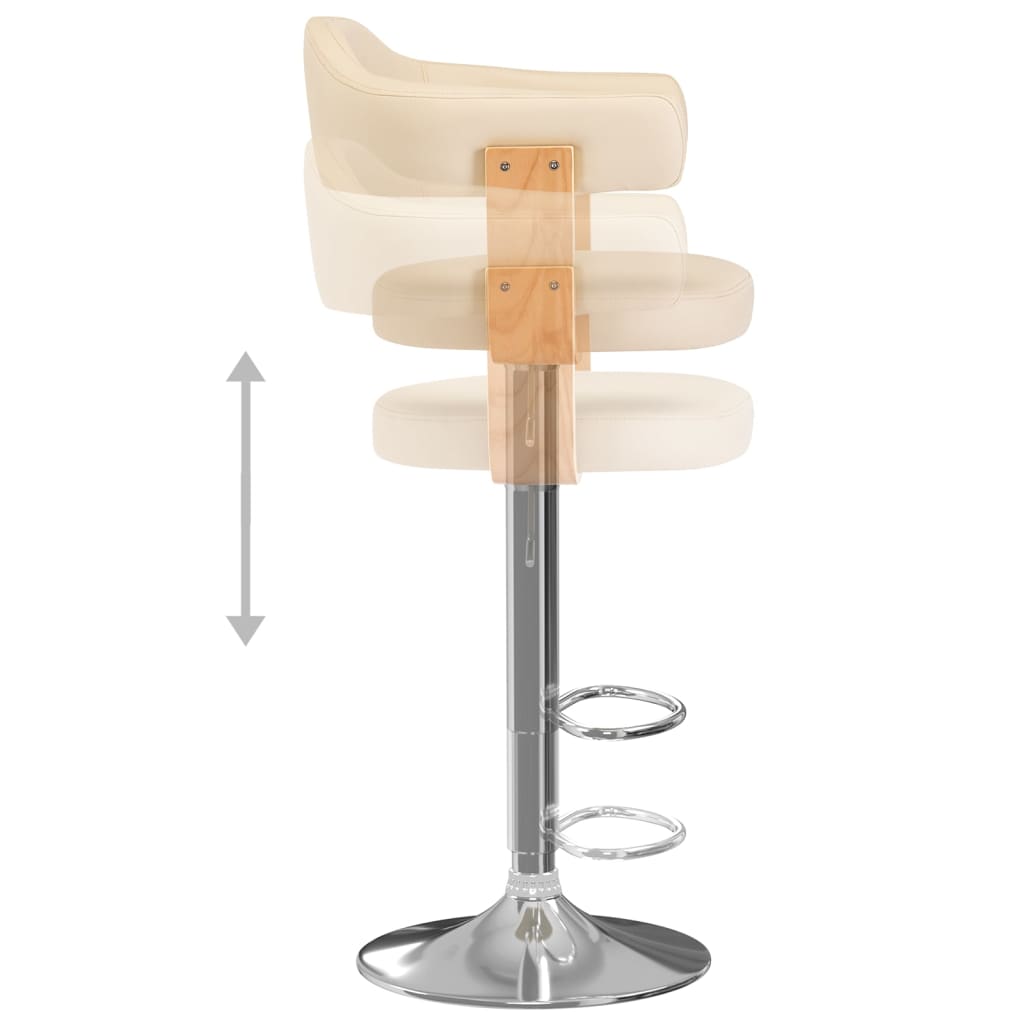 Tabourets de bar lot de 2 crème bois courbé et similicuir