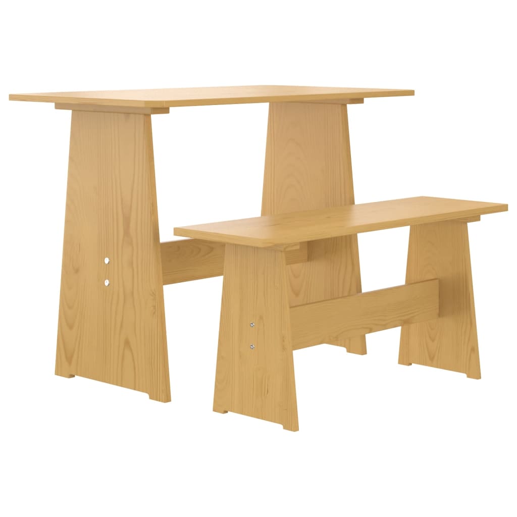 Table à manger avec banc REINE marron miel bois de pin solide