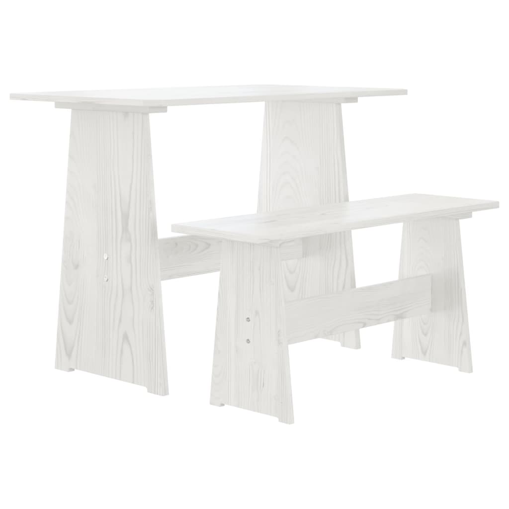 Table à manger avec banc REINE blanc bois de pin solide