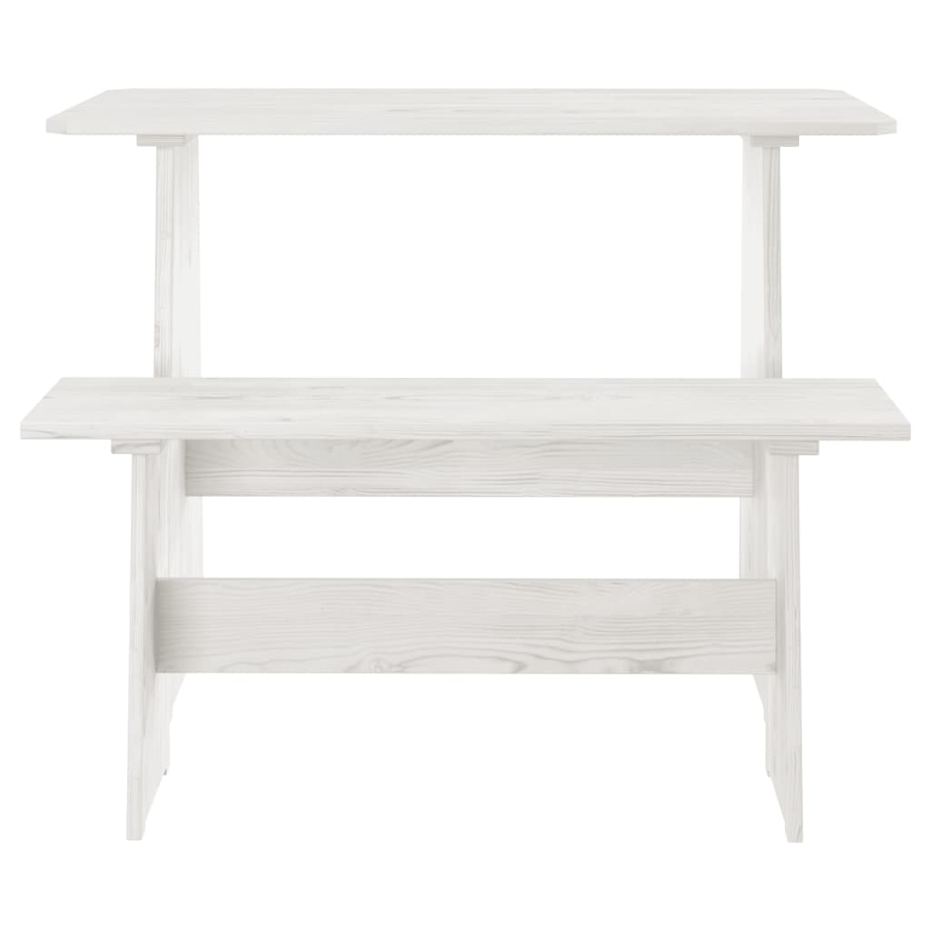 Table à manger avec banc REINE blanc bois de pin solide