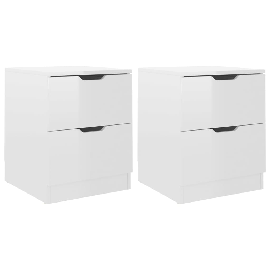 Tables de chevet 2pcs Blanc brillant 40x40x50cm bois ingénierie