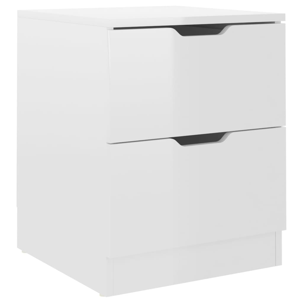 Tables de chevet 2pcs Blanc brillant 40x40x50cm bois ingénierie