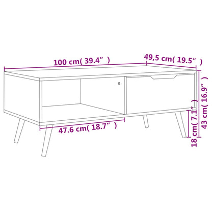 Table basse Gris 100x49,5x43 cm Bois d'ingénierie