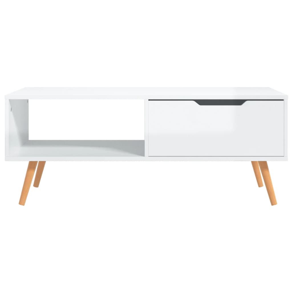 Table basse Blanc brillant 100x49,5x43 cm Bois d'ingénierie