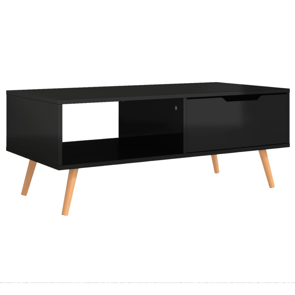 Table basse Noir brillant 100x49,5x43 cm Bois d'ingénierie