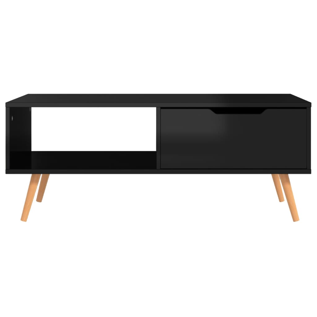 Table basse Noir brillant 100x49,5x43 cm Bois d'ingénierie