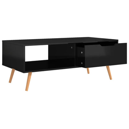 Table basse Noir brillant 100x49,5x43 cm Bois d'ingénierie