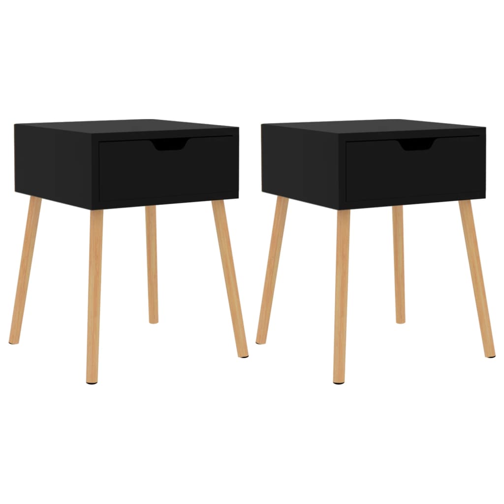 Tables de chevet 2 pcs Noir brillant 40x40x56cm Bois ingénierie