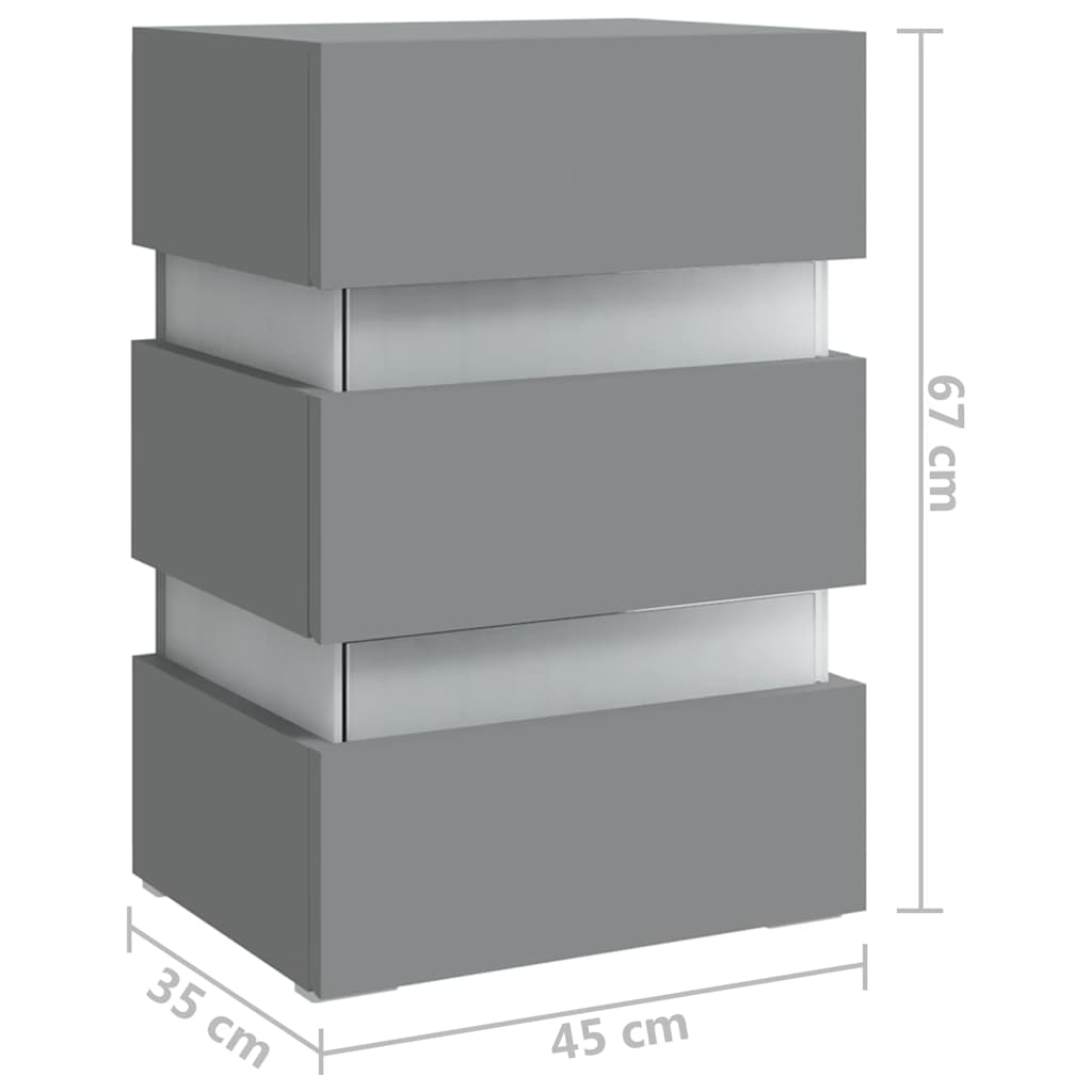 Table de chevet à LED Gris 45x35x67 cm Bois d'ingénierie