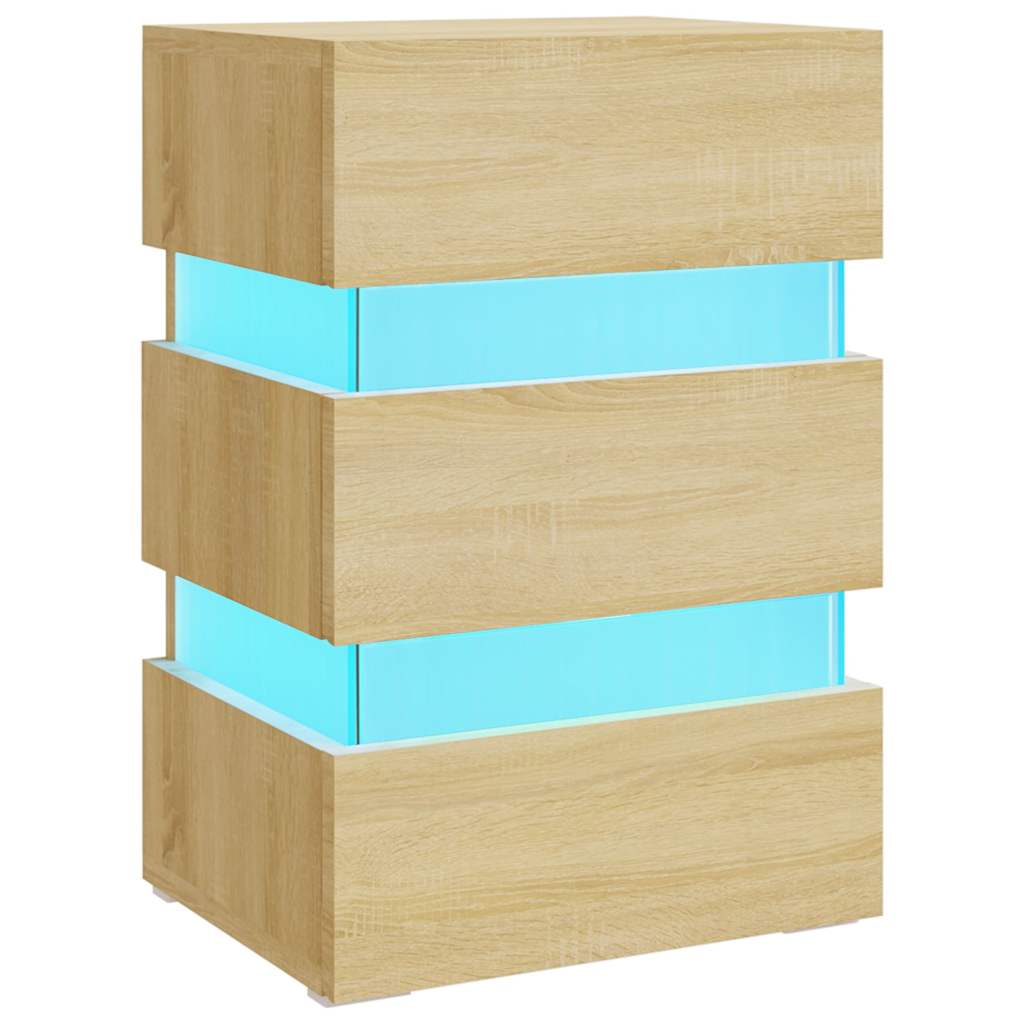 Table de chevet à LED chêne sonoma 45x35x67cm bois d'ingénierie