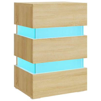 Table de chevet à LED chêne sonoma 45x35x67cm bois d'ingénierie