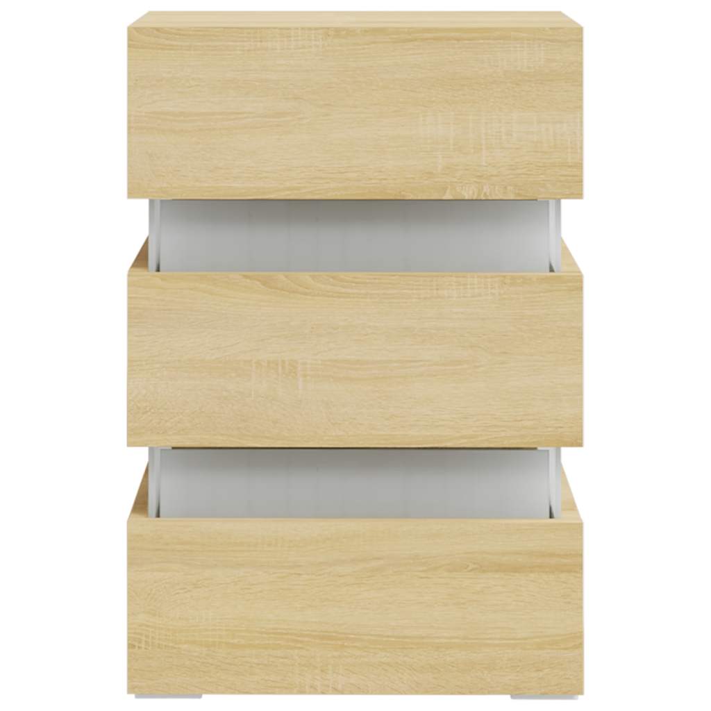 Table de chevet à LED chêne sonoma 45x35x67cm bois d'ingénierie