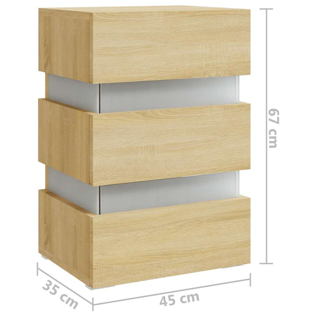 Table de chevet à LED chêne sonoma 45x35x67cm bois d'ingénierie