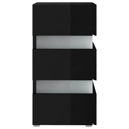 Table de chevet à LED noir brillant 45x35x67 cm bois ingénierie