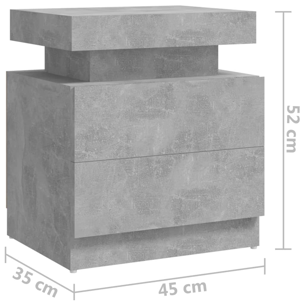 Table de chevet Gris béton 45x35x52 cm Bois d'ingénierie