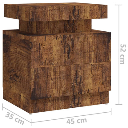 Table de chevet chêne fumé 45x35x52 cm Bois d'ingénierie