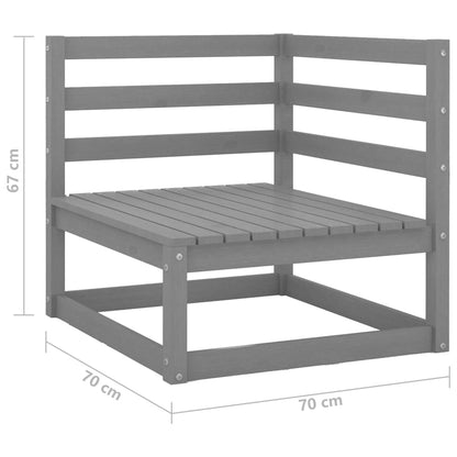 Canapés d'angle de jardin 2 pcs gris bois de pin massif