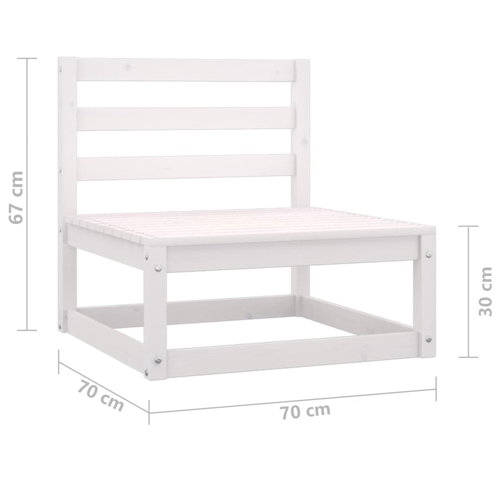 Canapés centraux de jardin 2 pcs blanc bois de pin massif