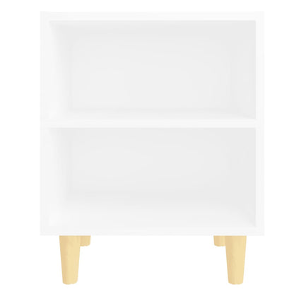 Tables de chevet avec pieds en bois 2 pcs Blanc 40x30x50 cm