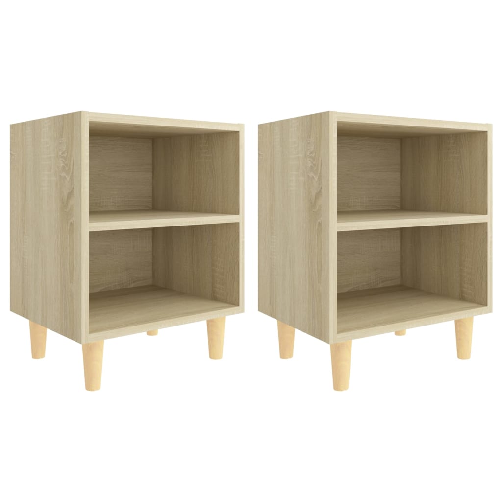 Tables de chevet pieds en bois 2 pcs Chêne sonoma 40x30x50 cm