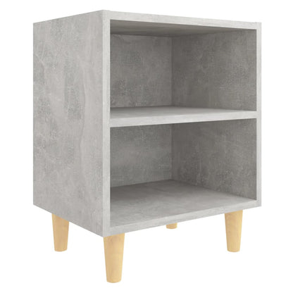 Tables de chevet avec pieds en bois 2 pcs Gris béton 40x30x50cm