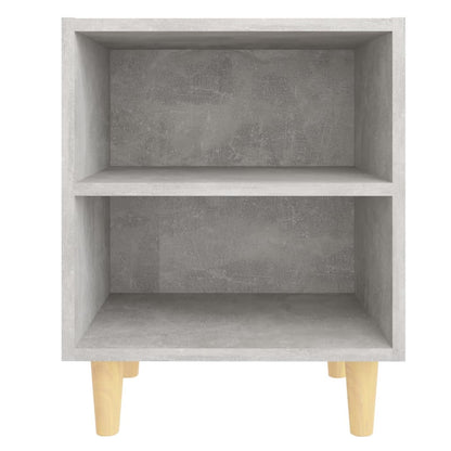 Tables de chevet avec pieds en bois 2 pcs Gris béton 40x30x50cm