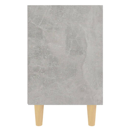 Tables de chevet avec pieds en bois 2 pcs Gris béton 40x30x50cm