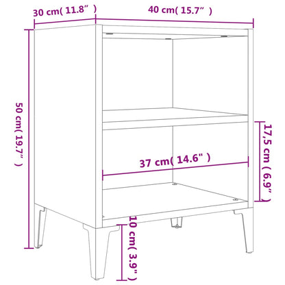 Table de chevet avec pieds en métal blanc 40x30x50 cm