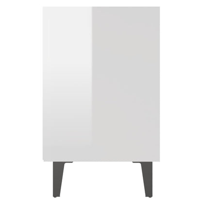 Tables de chevet pieds en métal 2 pcs blanc brillant 40x30x50cm