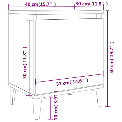 Tables de chevet avec pieds en métal noir 40x30x50 cm