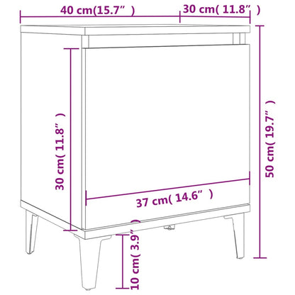 Tables de chevet avec pieds en métal gris béton 40x30x50 cm