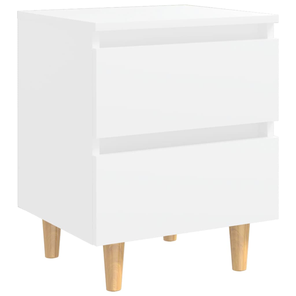 Table de chevet avec pieds en pin Blanc 40x35x50 cm