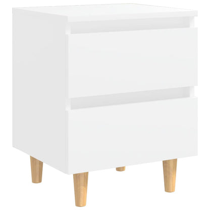 Tables de chevet avec pieds en pin 2 pcs Blanc 40x35x50 cm