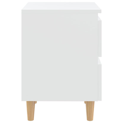 Tables de chevet avec pieds en pin 2 pcs Blanc 40x35x50 cm