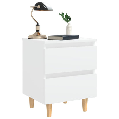 Tables de chevet avec pieds en pin 2 pcs Blanc 40x35x50 cm