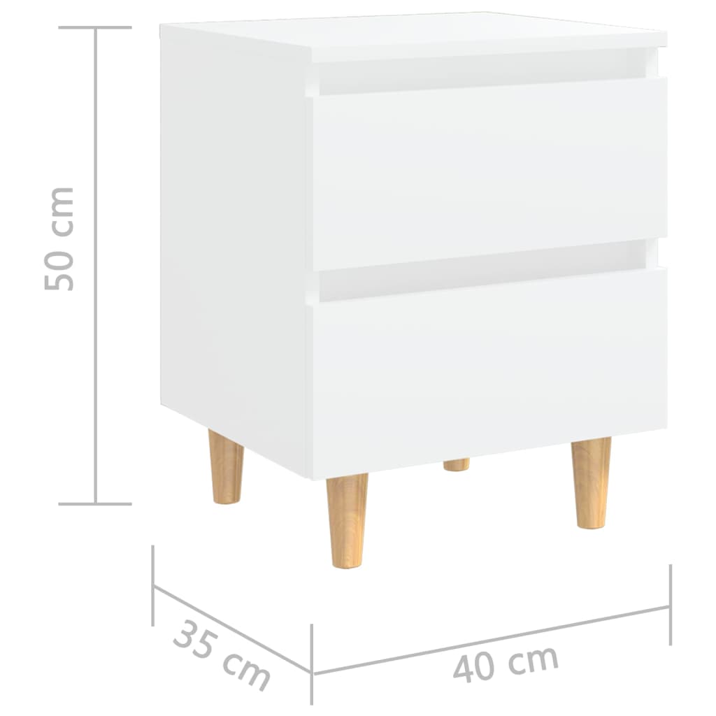 Tables de chevet avec pieds en pin 2 pcs Blanc 40x35x50 cm