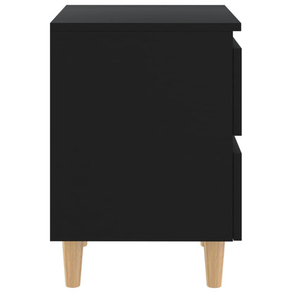 Tables de chevet avec pieds en pin 2 pcs Noir 40x35x50 cm