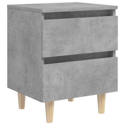 Tables de chevet pieds en pin 2 pcs gris béton 40x35x50 cm