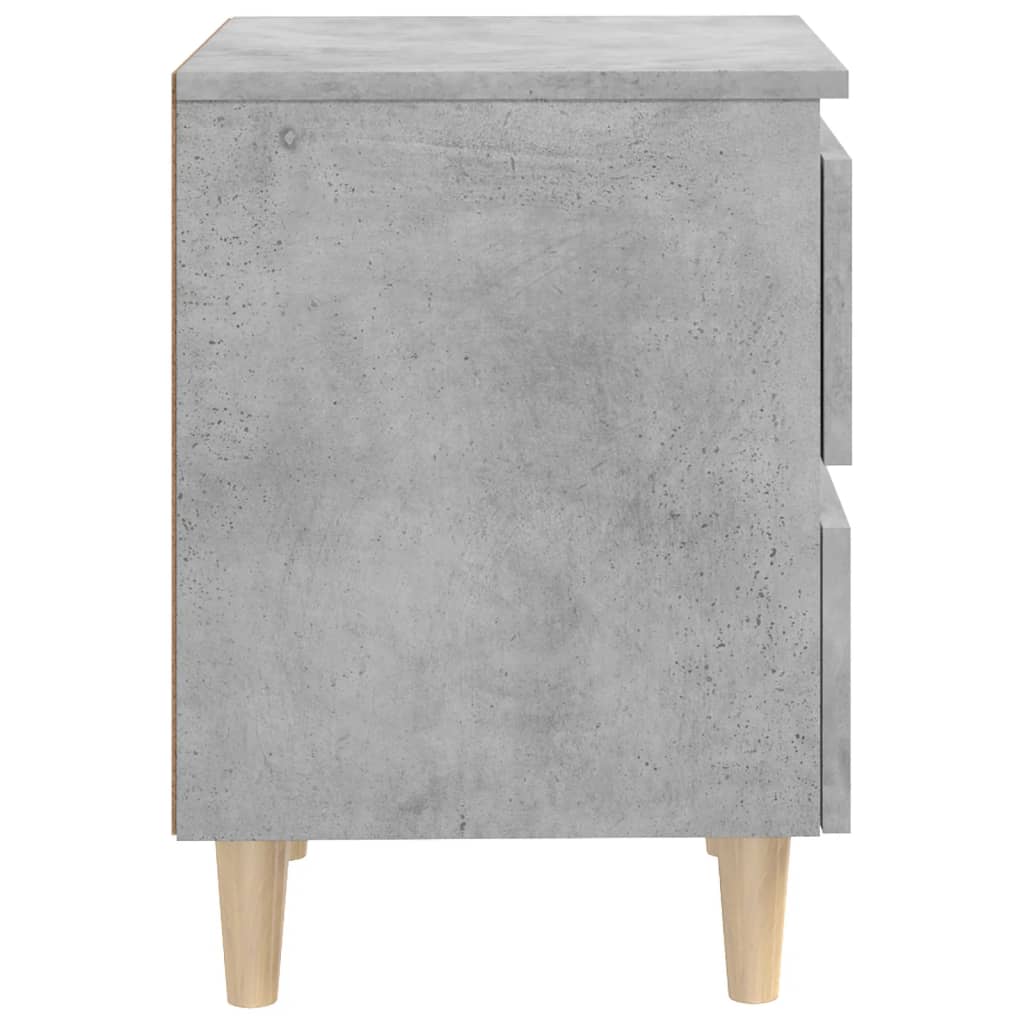 Tables de chevet pieds en pin 2 pcs gris béton 40x35x50 cm