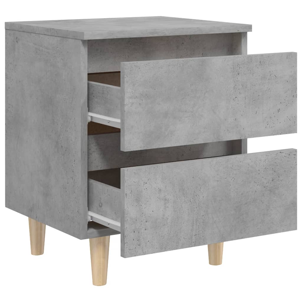 Tables de chevet pieds en pin 2 pcs gris béton 40x35x50 cm