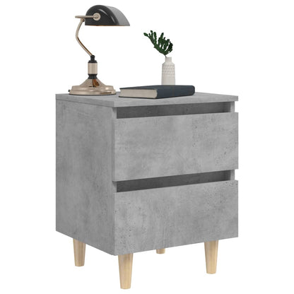 Tables de chevet pieds en pin 2 pcs gris béton 40x35x50 cm