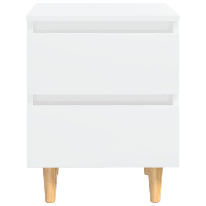 Tables de chevet pieds en pin 2 pcs blanc brillant 40x35x50 cm