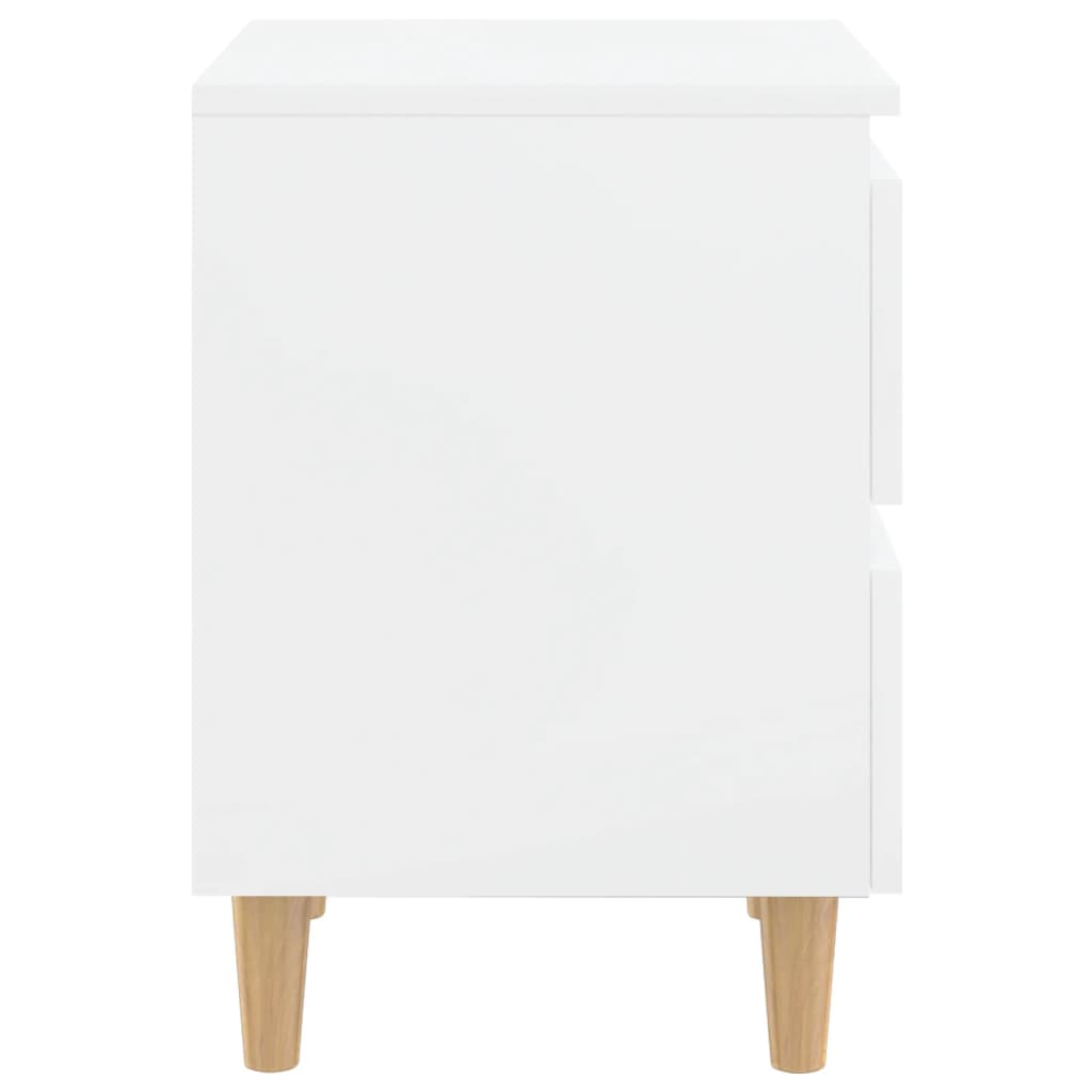 Tables de chevet pieds en pin 2 pcs blanc brillant 40x35x50 cm