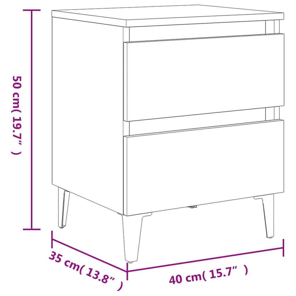 Tables de chevet 2 pcs chêne sonoma 40x35x50 cm bois ingénierie