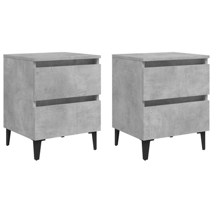 Tables de chevet 2 pcs gris béton 40x35x50 cm bois d'ingénierie