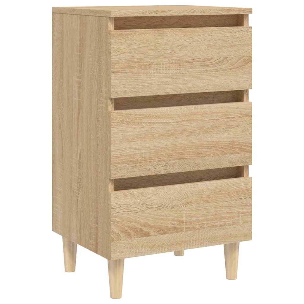 Tables de chevet pieds en bois 2 pcs chêne sonoma 40x35x69 cm