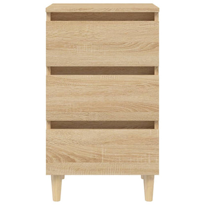 Tables de chevet pieds en bois 2 pcs chêne sonoma 40x35x69 cm