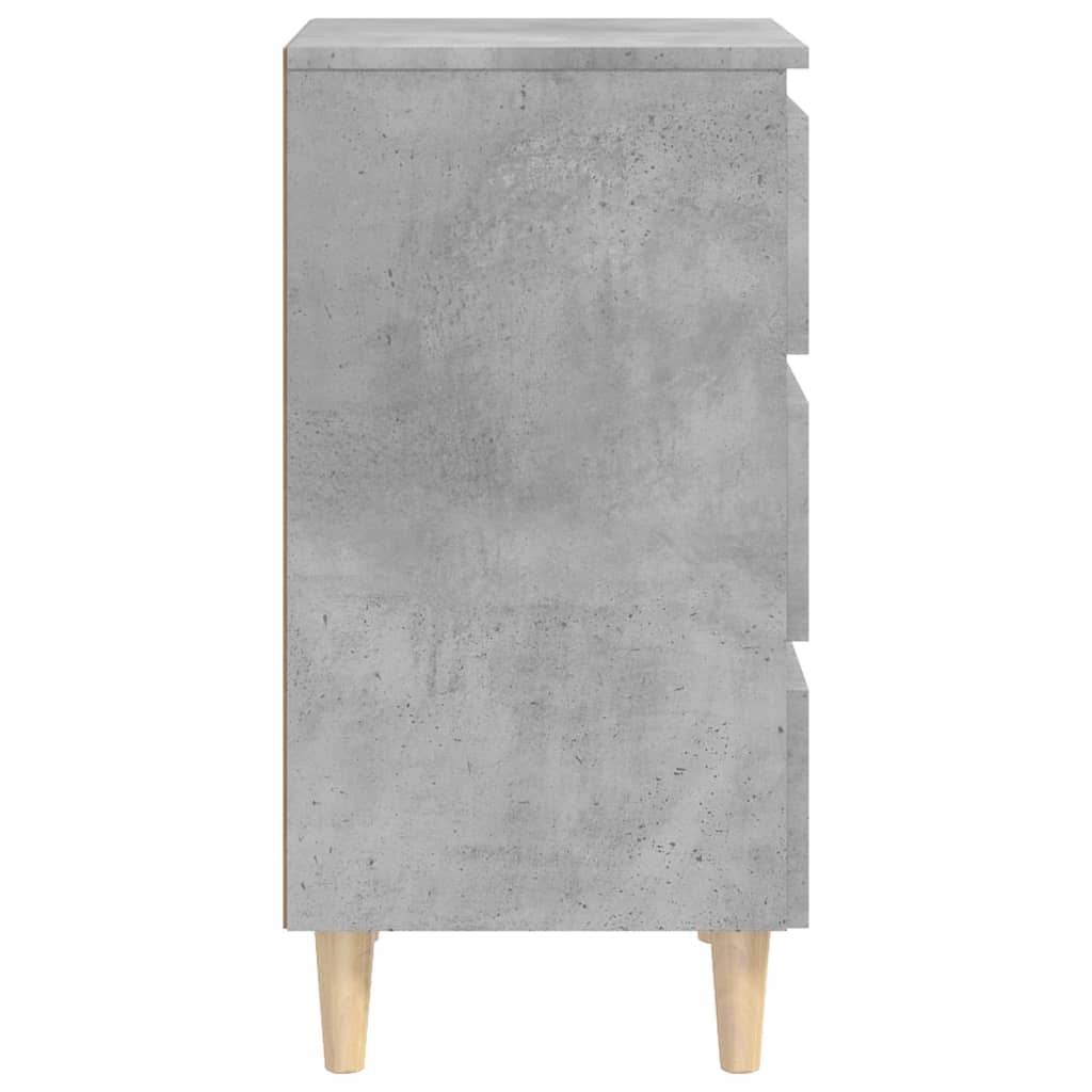 Tables de chevet avec pieds en bois 2 pcs gris béton 40x35x69cm