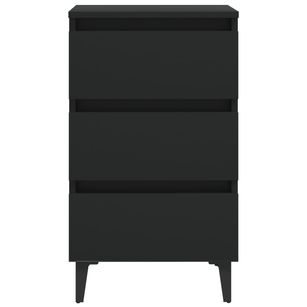 Tables de chevet avec pieds en métal 2 pcs noir 40x35x69 cm