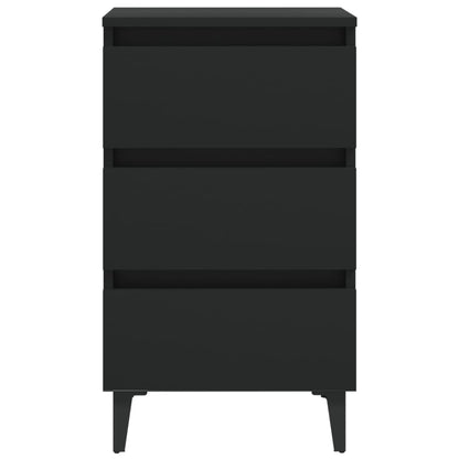 Tables de chevet avec pieds en métal 2 pcs noir 40x35x69 cm